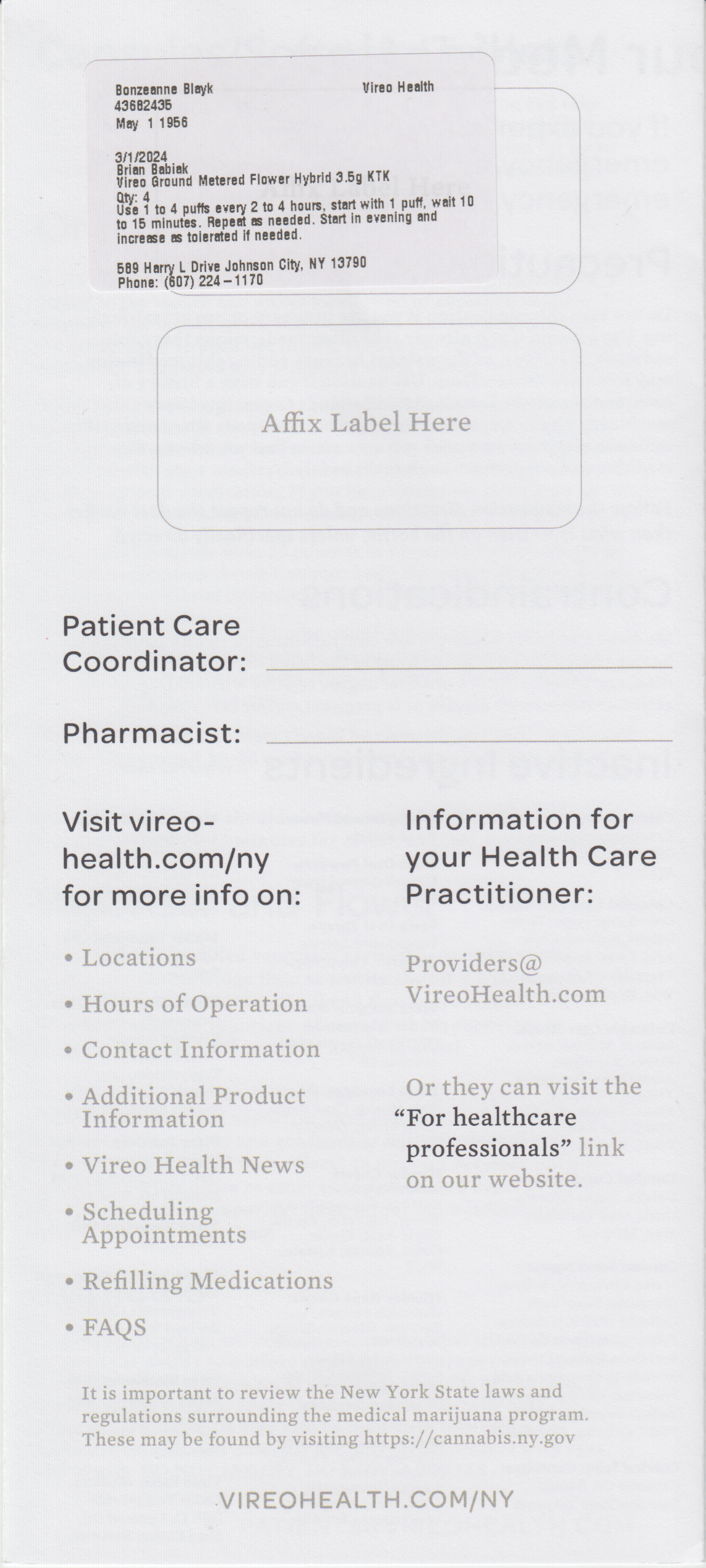 ./2024-02-24 - Vireo Health MMJ Purchase 29 - Vireo Health 4 x 3.5 gm KTK ground cannabis - $108.00 - prescription.png